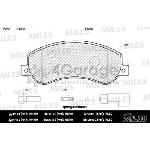 MILES E100091 Комплект тормозных колодок дисковый тормоз