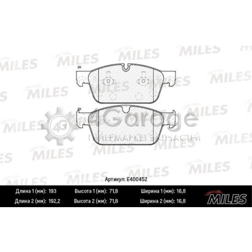 MILES E400452 Комплект тормозных колодок дисковый тормоз