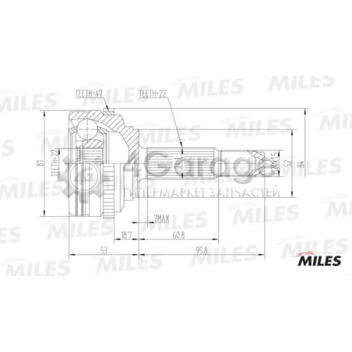 MILES GA20044 Шарнирный комплект приводной вал