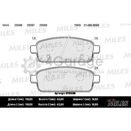 MILES E110056 Комплект тормозных колодок дисковый тормоз