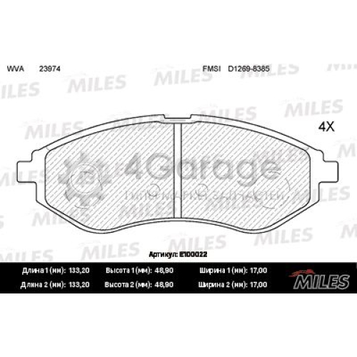 MILES E100022 Комплект тормозных колодок дисковый тормоз