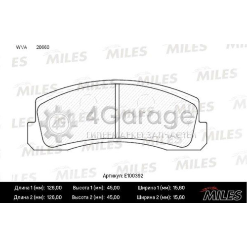 MILES E100392 Комплект тормозных колодок дисковый тормоз