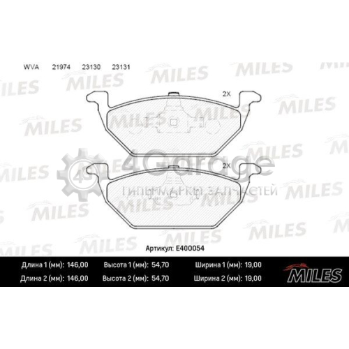 MILES E400054 Комплект тормозных колодок дисковый тормоз