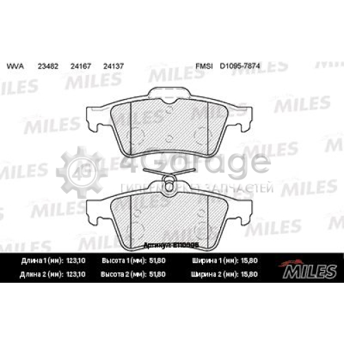 MILES E110005 Комплект тормозных колодок дисковый тормоз