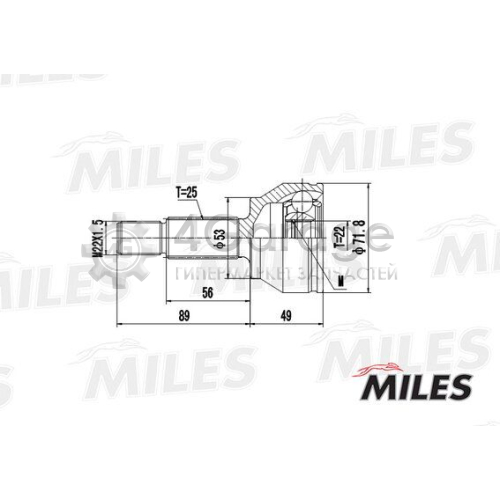 MILES GA20102 Шарнирный комплект приводной вал