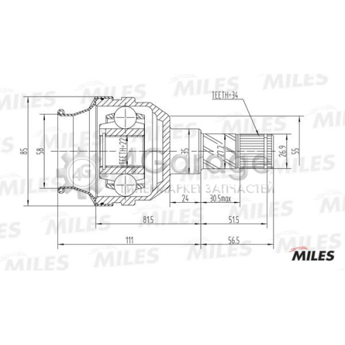 MILES GA10015 Шарнирный комплект приводной вал