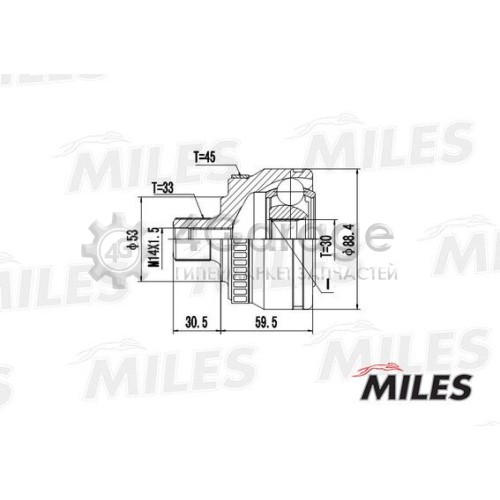 MILES GA20521 Шарнирный комплект приводной вал