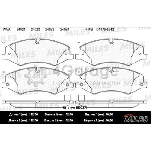 MILES E100271 Комплект тормозных колодок дисковый тормоз