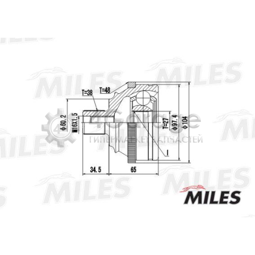 MILES GA20529 Шарнирный комплект приводной вал