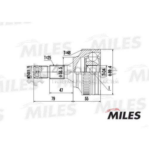 MILES GA20055 Шарнирный комплект приводной вал