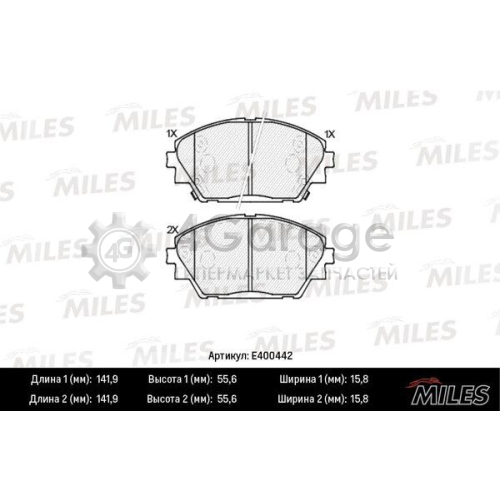 MILES E400442 Комплект тормозных колодок дисковый тормоз