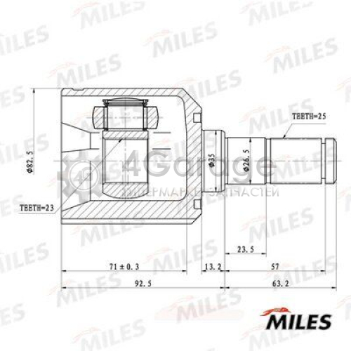 MILES GA10104 Шарнирный комплект приводной вал