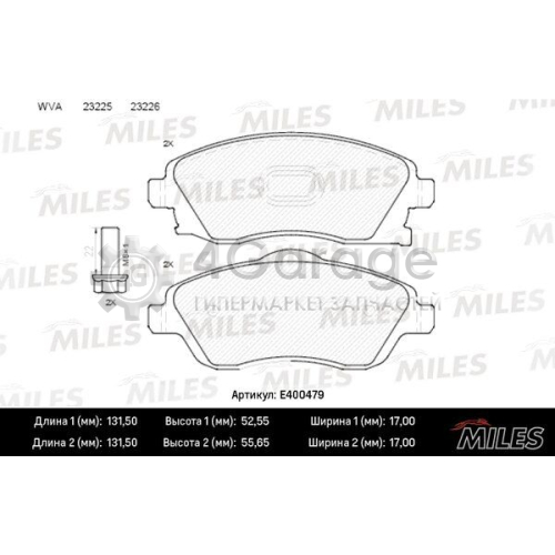 MILES E400479 Комплект тормозных колодок дисковый тормоз