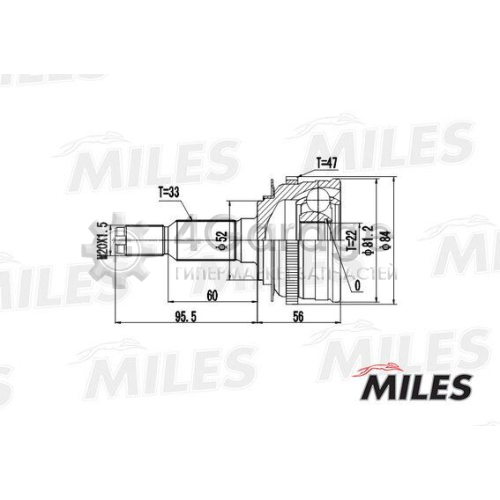 MILES GA20047 Шарнирный комплект приводной вал