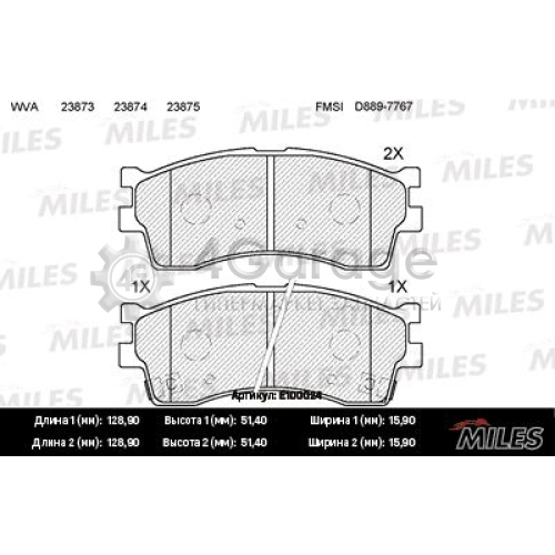 MILES E100024 Комплект тормозных колодок дисковый тормоз