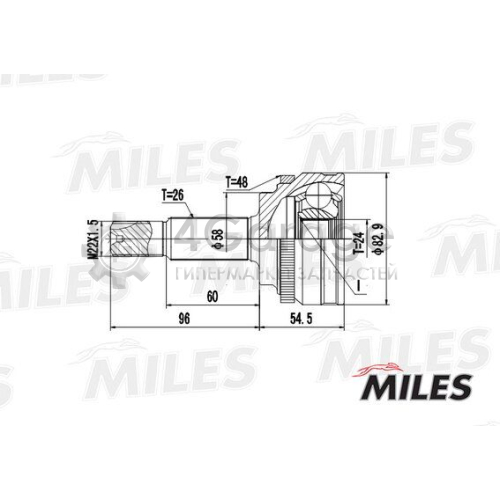 MILES GA20477 Шарнирный комплект приводной вал