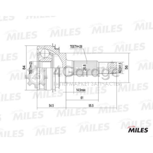 MILES GA20467 Шарнирный комплект приводной вал