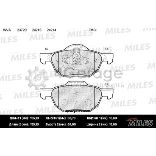 MILES E100162 Комплект тормозных колодок дисковый тормоз