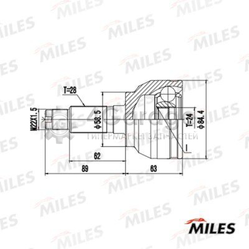 MILES GA20643 Шарнирный комплект приводной вал