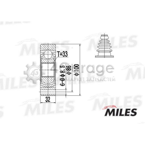 MILES GA10034 Шарнирный комплект приводной вал