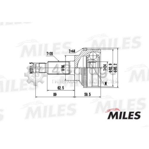 MILES GA20238 Шарнирный комплект приводной вал