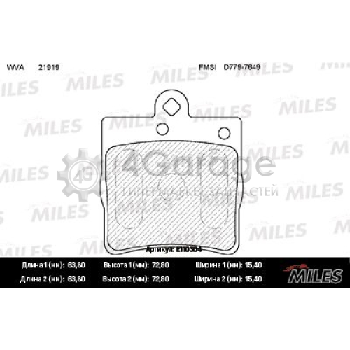 MILES E110304 Комплект тормозных колодок дисковый тормоз