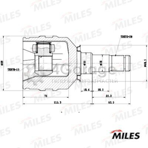 MILES GA10069 Шарнирный комплект приводной вал