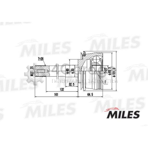 MILES GA20450 Шарнирный комплект приводной вал