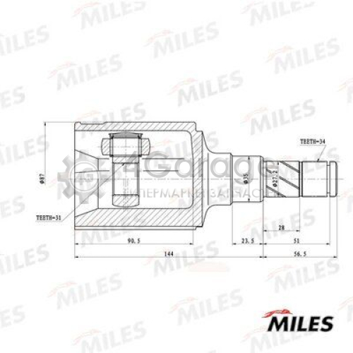 MILES GA10118 Шарнирный комплект приводной вал