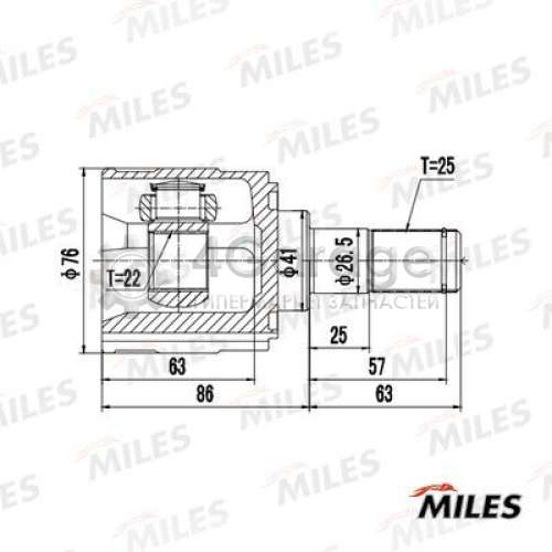 MILES GA12065 Шарнирный комплект приводной вал