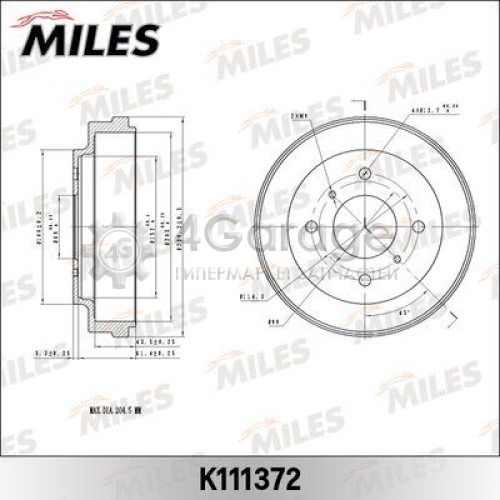 MILES K111372 Тормозной барабан