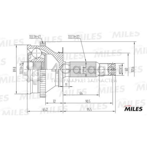 MILES GA20173 Шарнирный комплект приводной вал