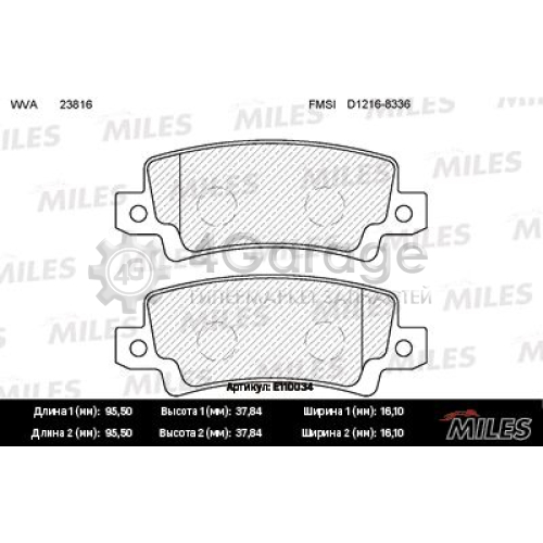 MILES E110034 Комплект тормозных колодок дисковый тормоз