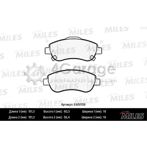 MILES E400159 Комплект тормозных колодок дисковый тормоз