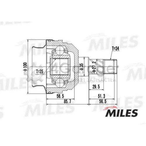 MILES GA10022 Шарнирный комплект приводной вал