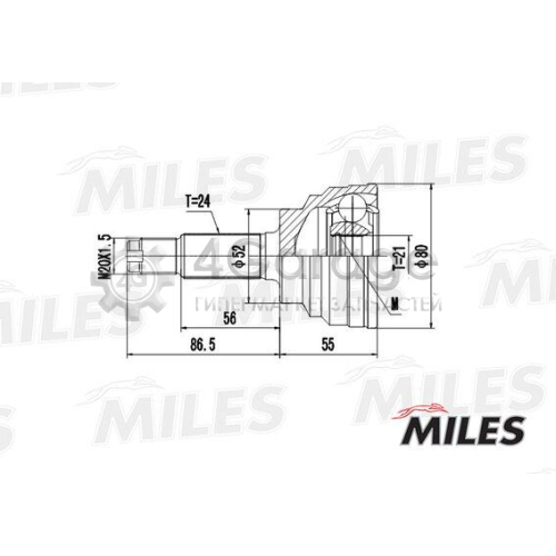 MILES GA20187 Шарнирный комплект приводной вал