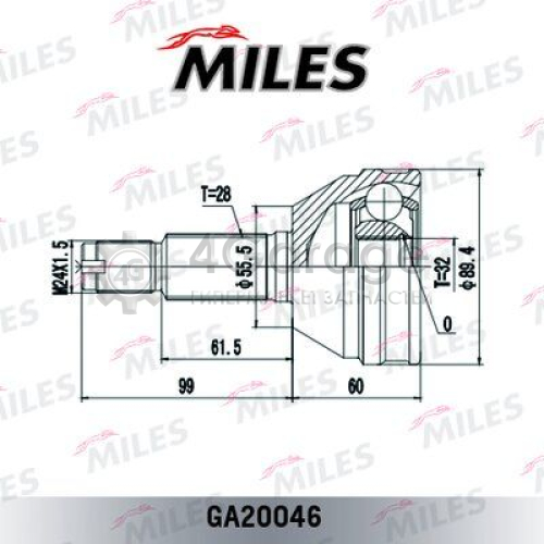 MILES GA20046 Шарнирный комплект приводной вал