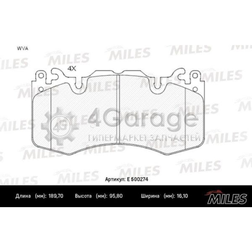 MILES E500274 Комплект тормозных колодок дисковый тормоз