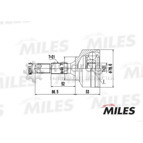 MILES GA20368 Шарнирный комплект приводной вал