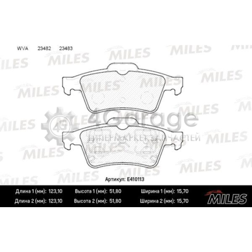 MILES E410113 Комплект тормозных колодок дисковый тормоз