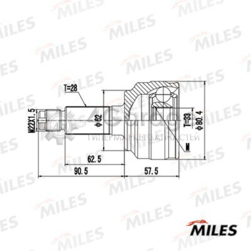 MILES GA20658 Шарнирный комплект приводной вал