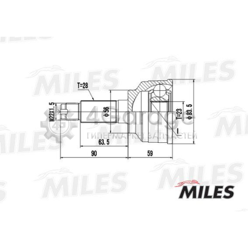 Шарнирный комплект приводной вал MILES GA20227 в Ростове-на-Дону