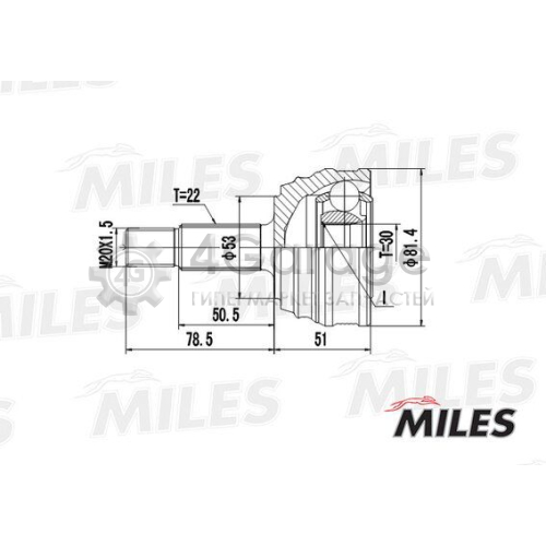 MILES GA20514 Шарнирный комплект приводной вал