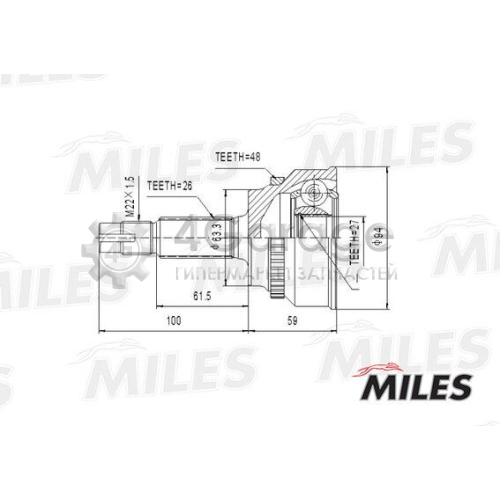 MILES GA20496 Шарнирный комплект приводной вал