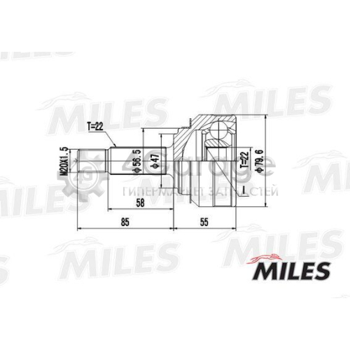 MILES GA20414 Шарнирный комплект приводной вал