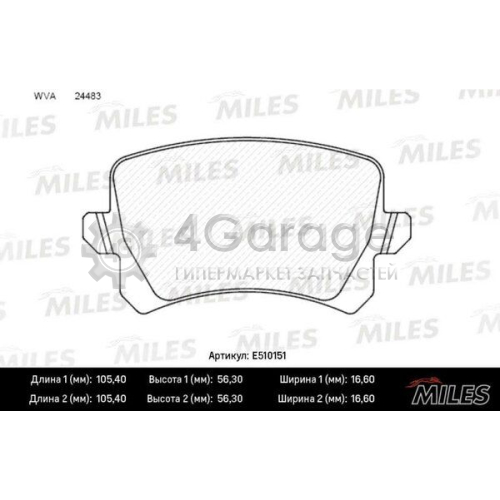 MILES E510151 Комплект тормозных колодок дисковый тормоз