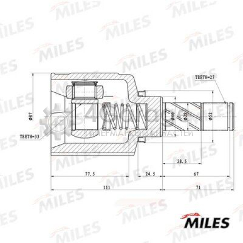 MILES GA11029 Шарнирный комплект приводной вал