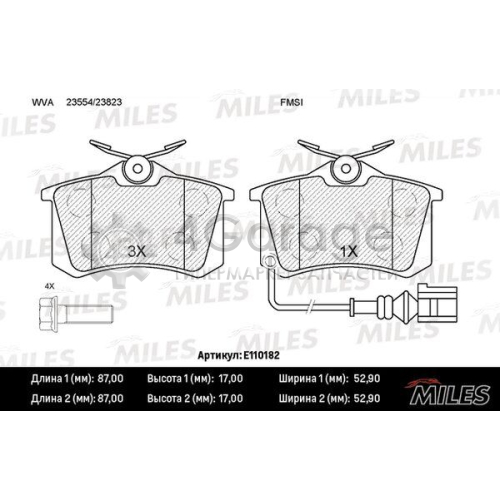 MILES E110182 Комплект тормозных колодок дисковый тормоз