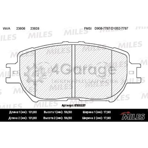 MILES E100227 Комплект тормозных колодок дисковый тормоз