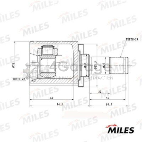 MILES GA10120 Шарнирный комплект приводной вал